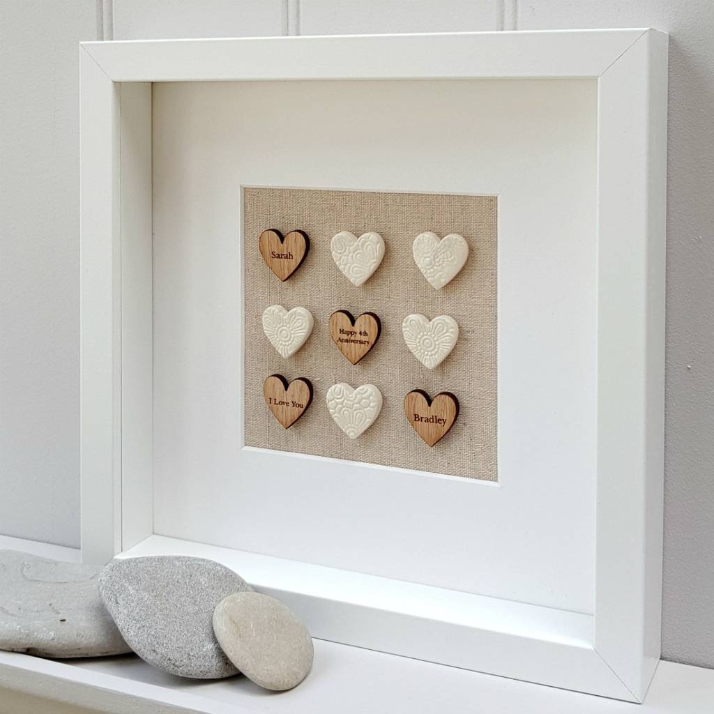 Linen Anniversary Love Hearts Artwork | Artwork | Framed |