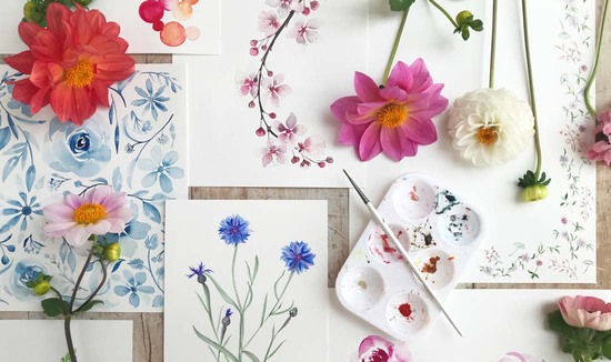watercolour prints and stationery