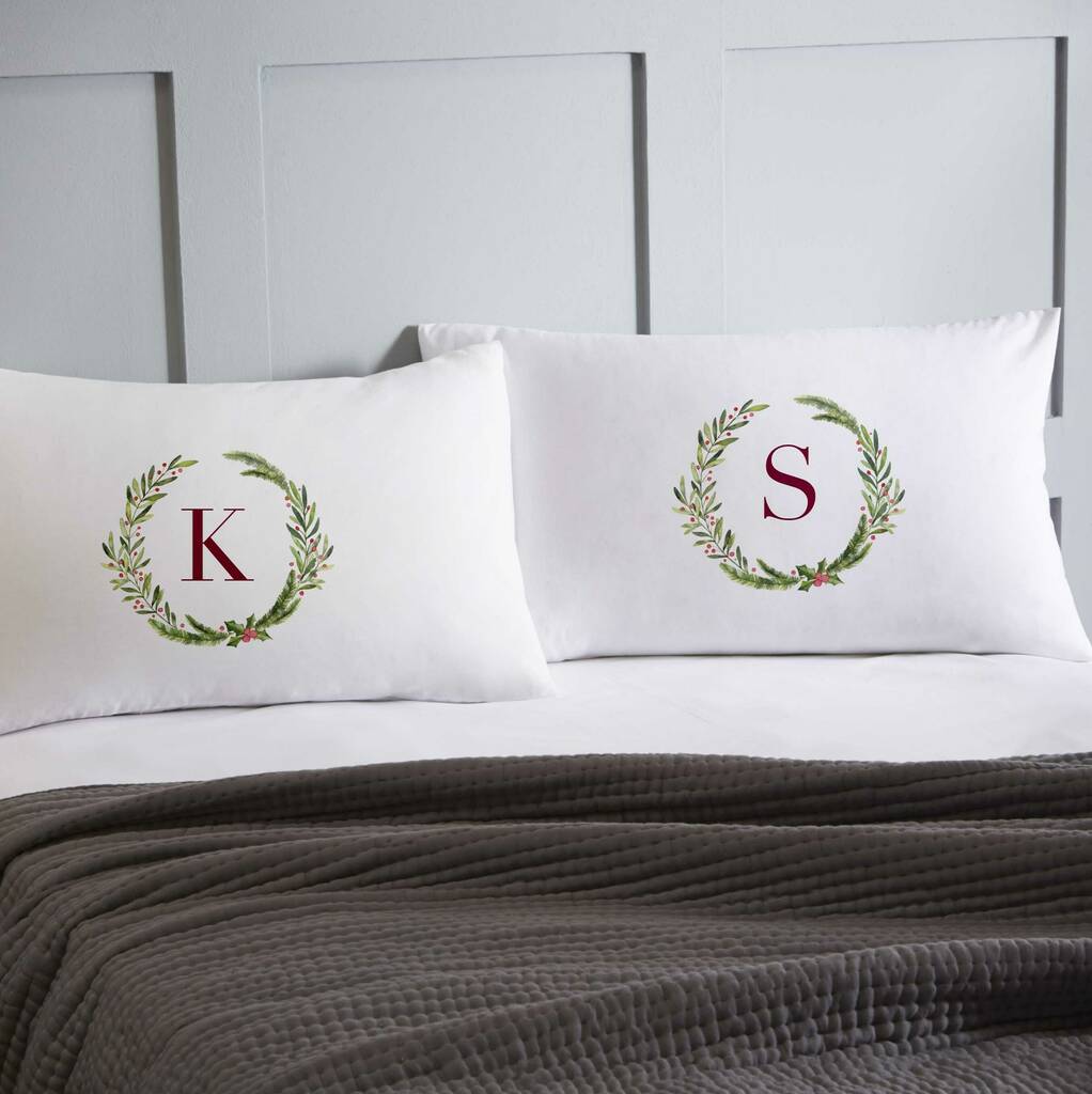 Personalised Christmas Wreath Pillowcases