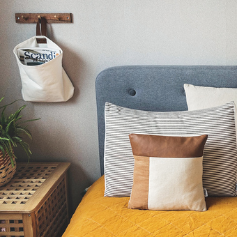 Faux leather geometric pillow covers