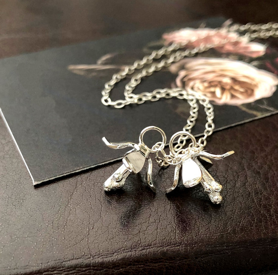  sterling silver double lily flower drop necklace 