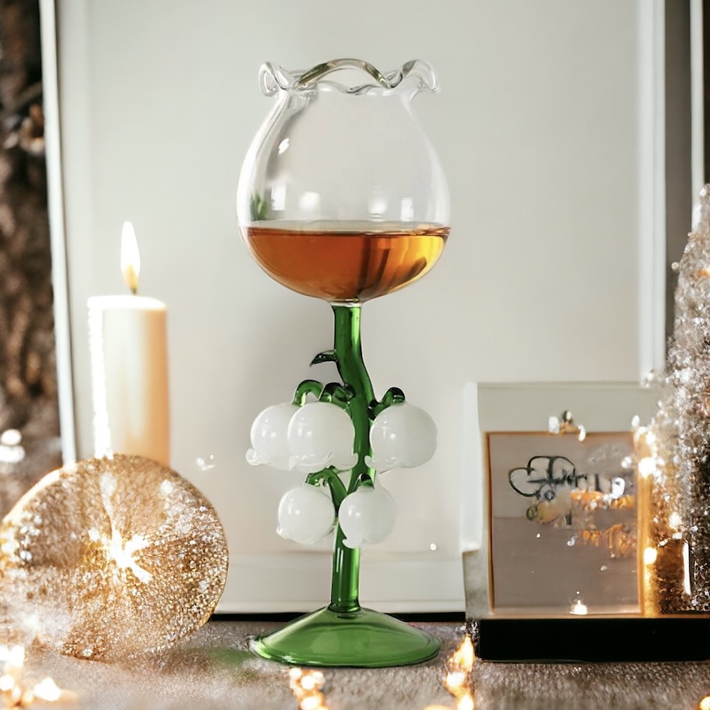Set Of Two Luxury Lily Wine Glasses