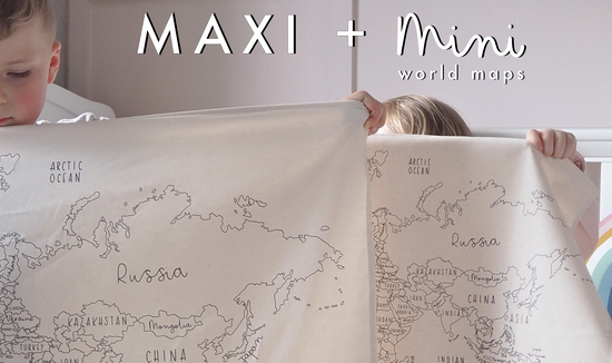 Large and Small Fabric World Maps