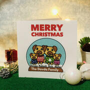 Personalised Pug Family Christmas Card