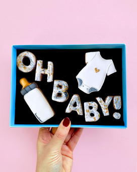 PERSONALISED OH BABY! MARBLE & GOLD LETTERBOX COOKIES