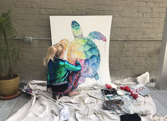 This is me in Australia painting a turtle, I love the colour in this one!