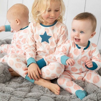 Coral Star pyjamas and sleepsuit by Listyer & Bruce