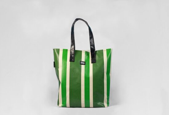 Green Stripe Shopping Bag