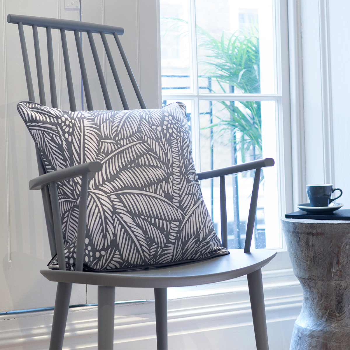 grey patterned cushion