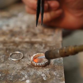 Heating a ring to be soldered when sizing a ring