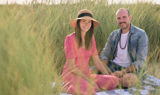 Naomi and James Jones. Cornwall landscape. Beach scene. Sand dunes.