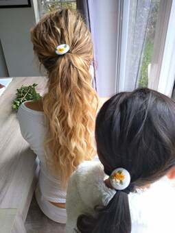 Embroidered Hair button and Hair Band