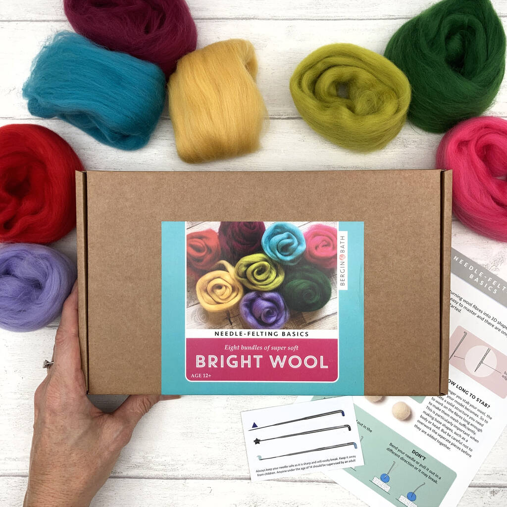 Needle Felting Starter Kit Brights. Merino Wool Fibres