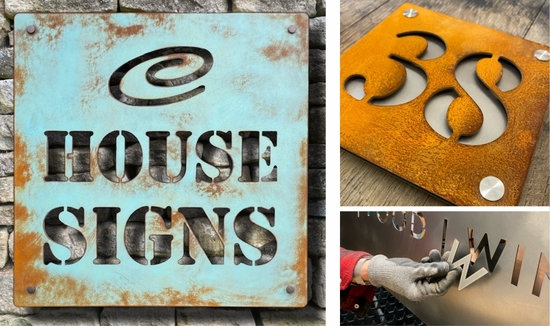 Corten steel house signs