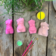 4 mini candles in the shape of womens bodies body-positive body-normative