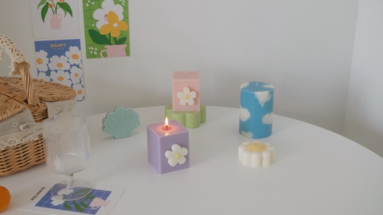 a cover photo that contains a bubble candle, lamp candle, ribbed candle, and a scented candle