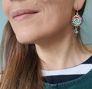 Abstract face Christmas bauble earrings