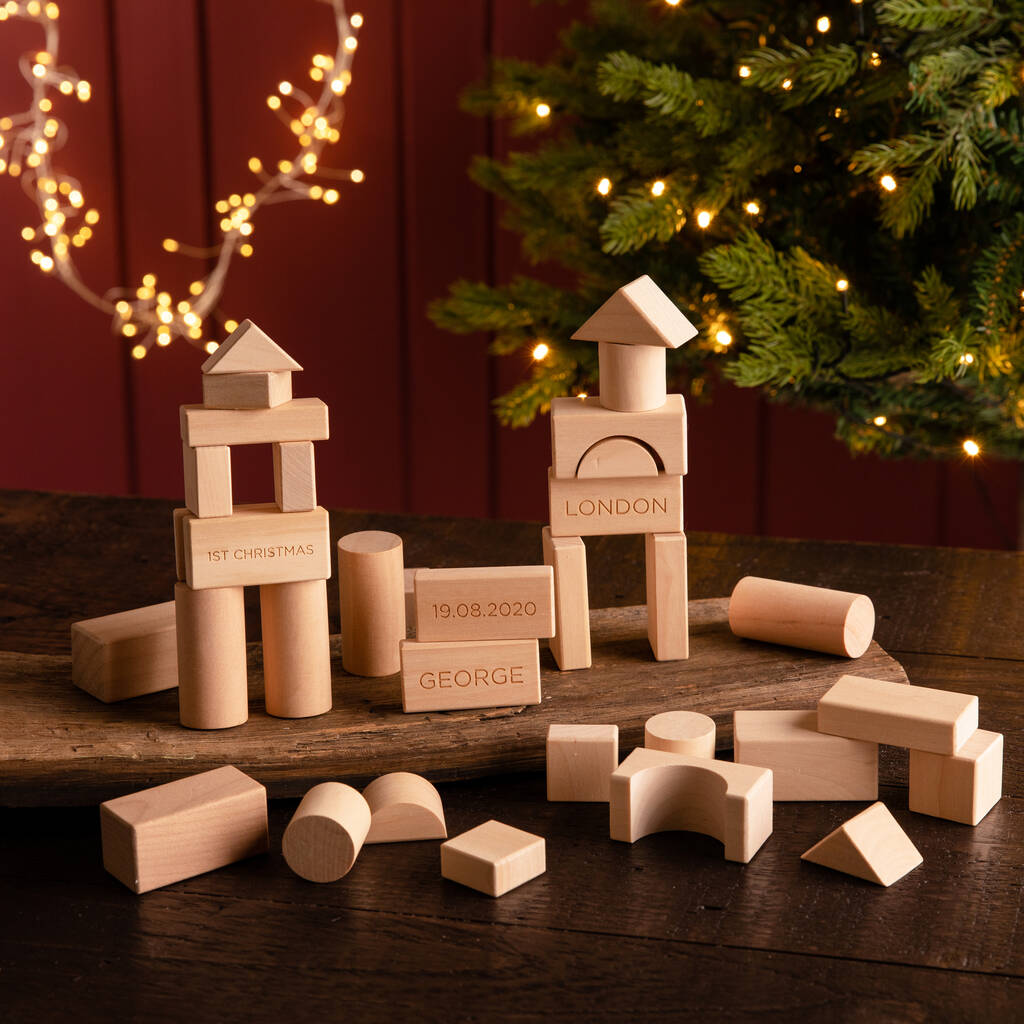 Personalised First Christmas Wooden Blocks