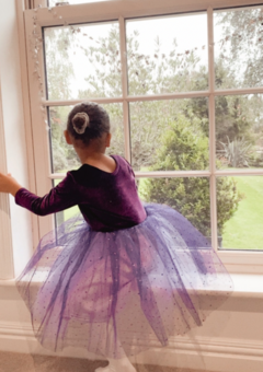 Purple velvet long sleeve sparkly tulle birthday christmas dress for girls