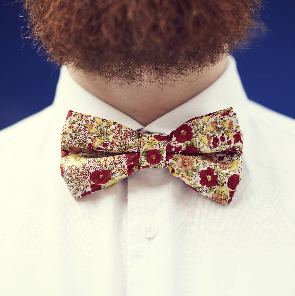 Dancys Orange And Red Floral Bow Tie | 