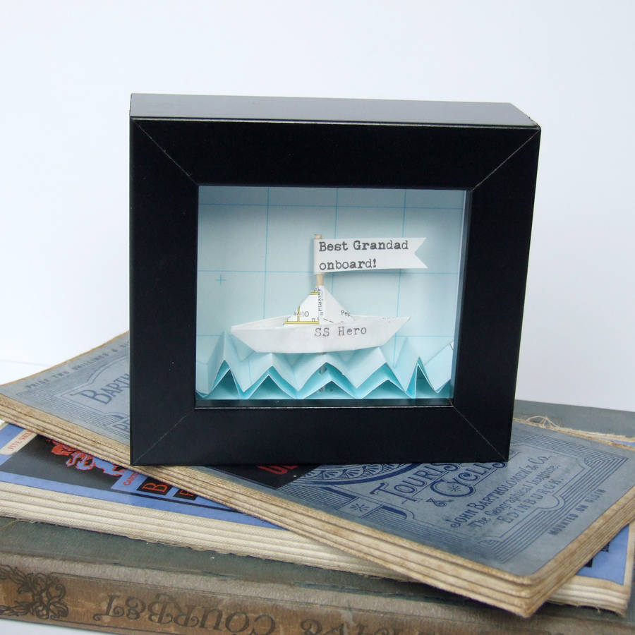 Little Personalised Paper Boat Artwork, Black | Artwork|