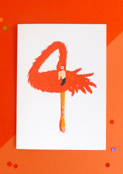Party Animal flamingo four children's birthday cards
