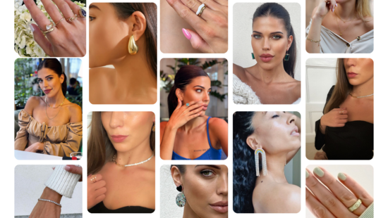 Various models wearing different jewellery pieces