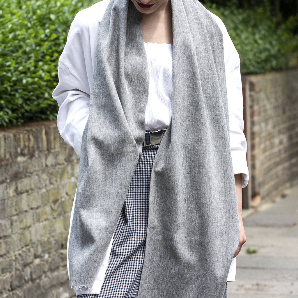 Studio Hop Personalised Cashmere And Wool Blend Grey Scarf | 