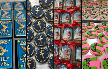 Iced biscuits in various designs to match book covers
