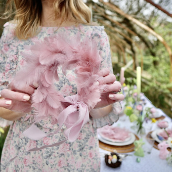 Pink Feather Spring Wreath