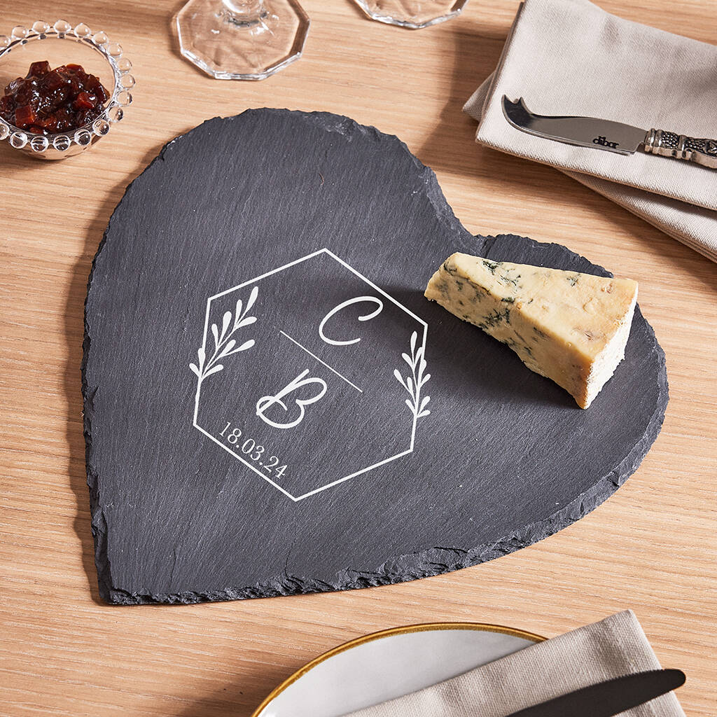 Personalised Initials Heart Cheese Board