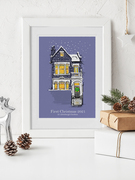 House Portraits include cottages, town house portraits and traditional house portraits. I can include family members and pets in the designs.