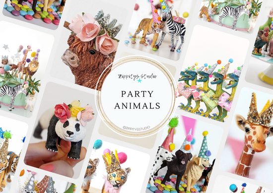 Zippitysstudio image featuring a collection of Party animal cake toppers