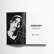 Mindset Chapter page with sketch of Tupac Shakur and Spotify playlist link