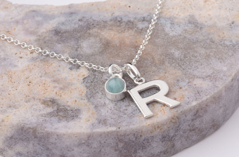 Personalised March Birthstone Necklace