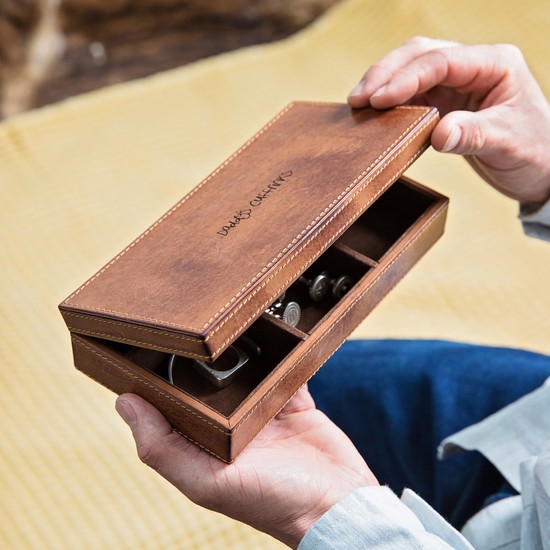 Personalised Leather Cufflink Box