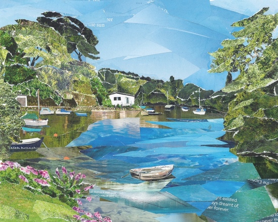 Port Navas Creek, Helford River,, Cornwall Collage Print 