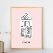 hand illustrated house portrait new home gift