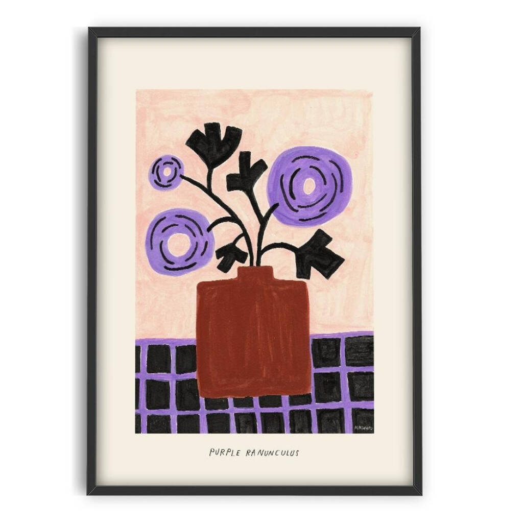 Purple Ranuculus Flower 50cm X 70cm Artwork Poster