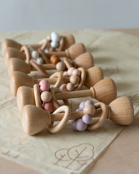 Wooden Rattles with Silicone Beads