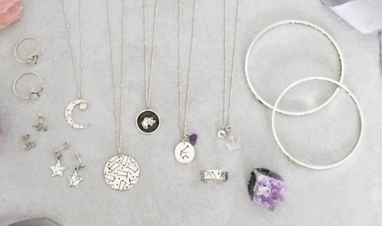 collection of celestial jewellery