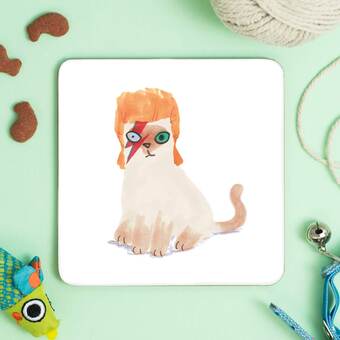 Cats In Wigs Coasters -Moggy Stardust!