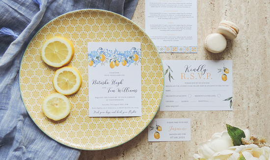 Destination wedding stationery inspired by Italian lemon groves