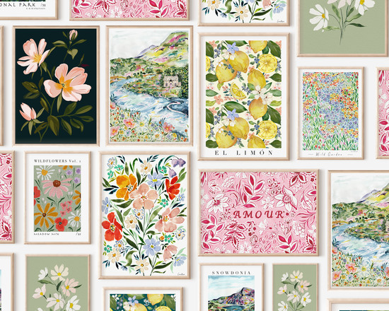 Gallery wall, Art prints, Floral art Prints, Ellie Mae Designs