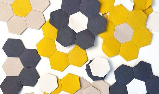 Paper pieced hexagons for quilting