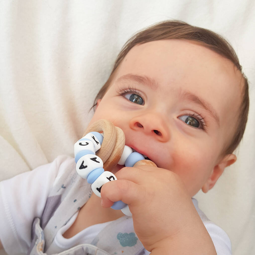 Personalised Baby Teething Rattle