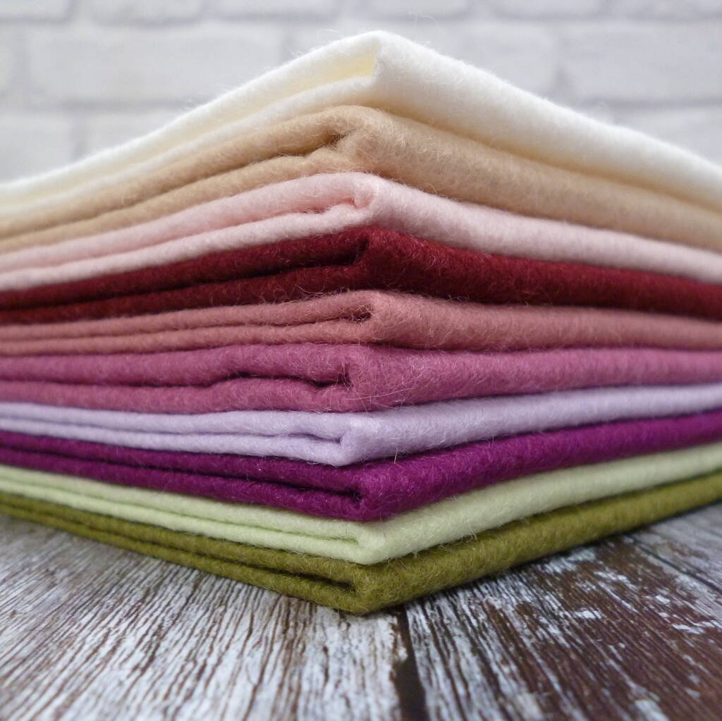 Muted Felt Craft Pack 12' Squares Of Wool Blend Felt