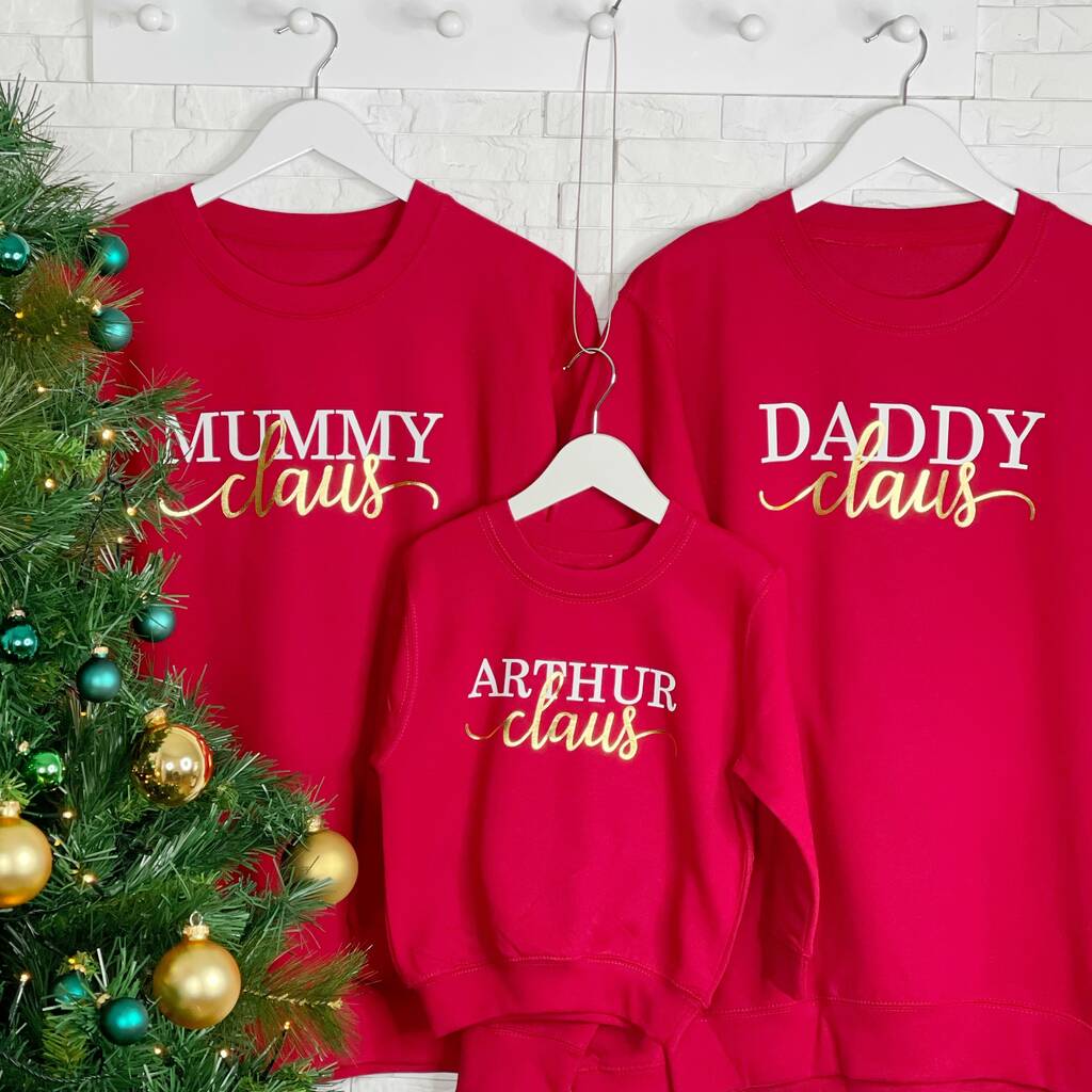 Family Claus Personalised Family Christmas Jumpers