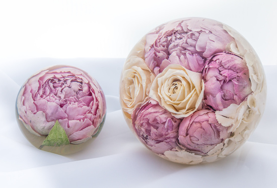 Peony & Rose Bouquet - Flower Preservation Paperweights