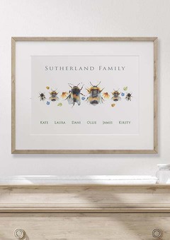Bees Personalised Family Name Print